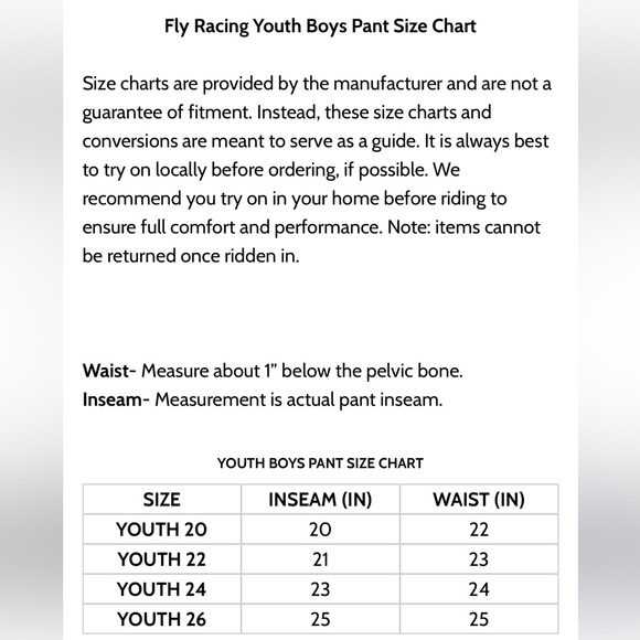 Fly Racing Kids Motorbike Pants, size 22 - Picture 13 of 13